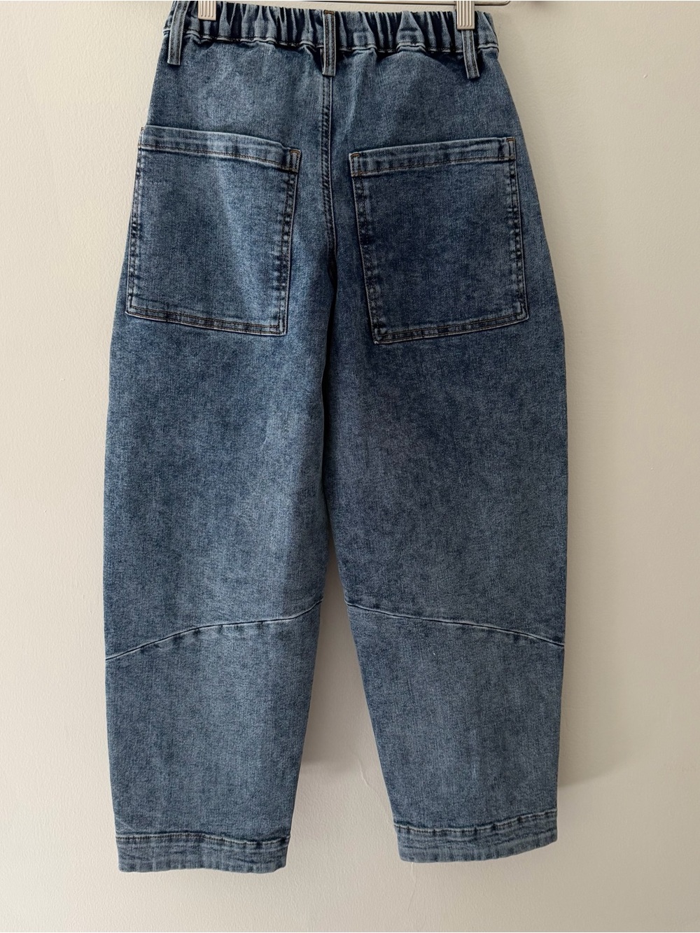 Ruti NWT Barrel Jeans Petite Slouchy Tapered Patch Pockets Blue Denim Size 2 - Picture 2 of 10